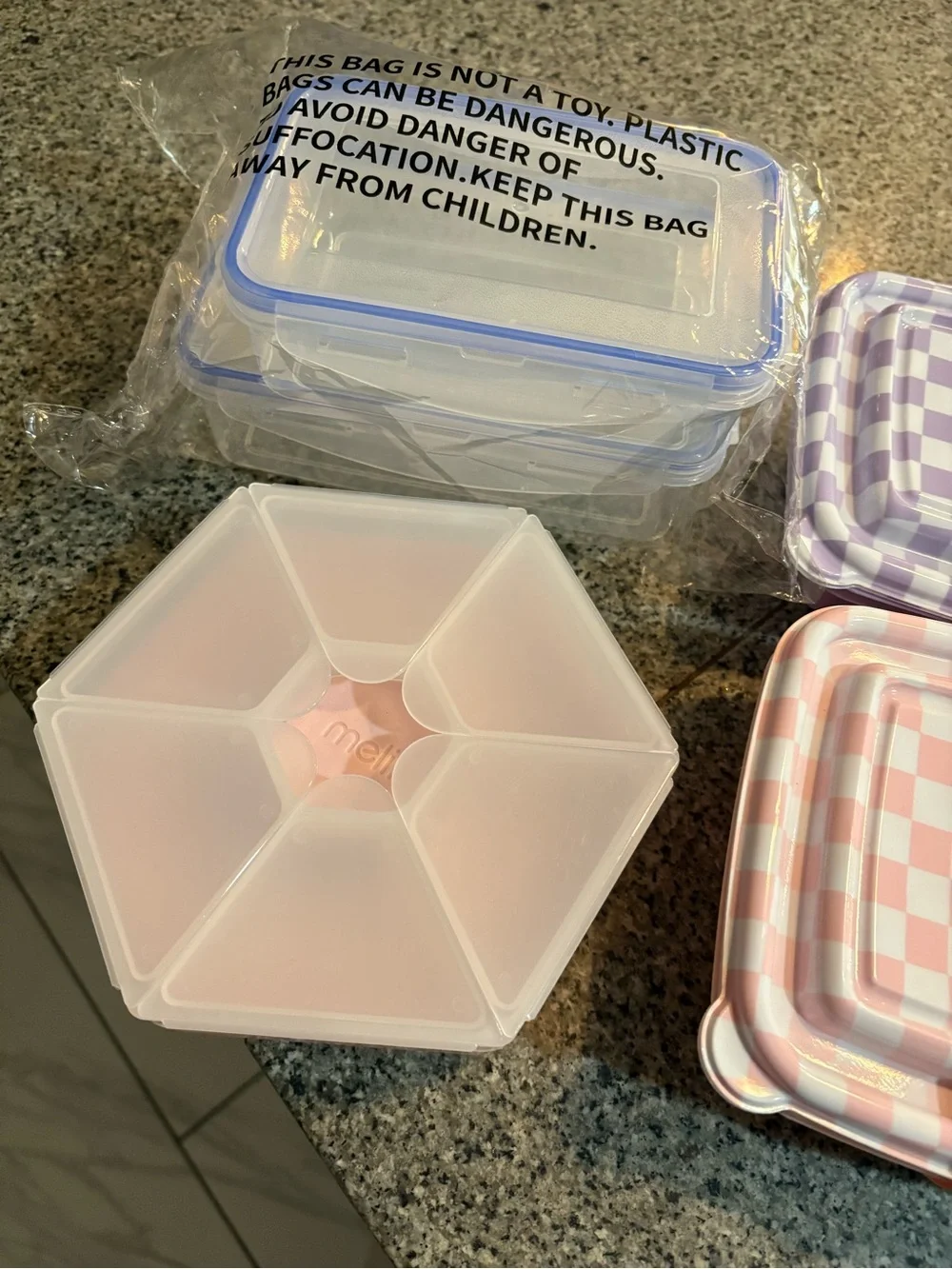 Target Checkerboard Food Storage Containers - Pink and Purple Set